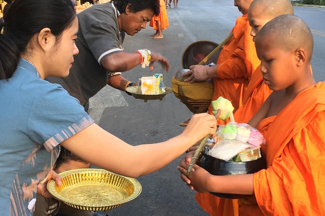 4 highlights: Sticky Waterfall/Elephants/local market /Wat Banden - Monk alms and temple time, explained by guides who can translate the why