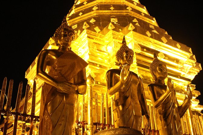 Best seller!! Amazing Night tour, Doi Suthep + Wat umong - Top Must visit! - Stop 2: Wat Phra That Doi Suthep at Night, Steps, Naga Staircase, and the City Glow