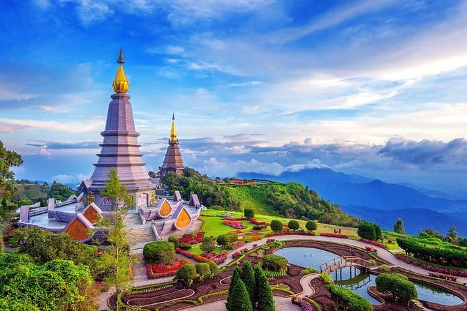 Chiang Mai: Doi Suthep Temple and Waterfall by Songtaew Trio - Wat Phra That Doi Suthep: relics and the Chiang Mai viewpoint payoff