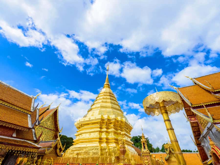 Chiang Mai: Doi Suthep Temple & Sticky Waterfall Trip - Doi Suthep Temple, golden pagoda views, and how to act in a working sacred space