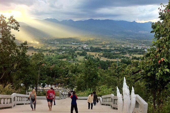 Chiang Mai Pai Full Day Sai Ngam Hot Spring, Pai Canyon, White Buddha, Santichon - Wat Phra That Mae Yen and the White Buddha: 300+ stairs for the city view