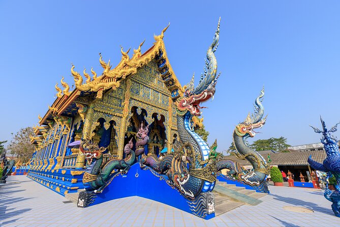 Full Day Chiang Rai 3 Temples White, Blue,Big Bhudha Temples - Wat Rong Suea Ten Blue Temple: murals, mythology, and a calmer feel